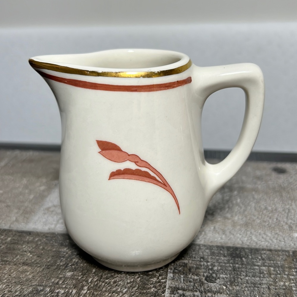 Vintage Porcelain White Creamer Gold Trim Rare